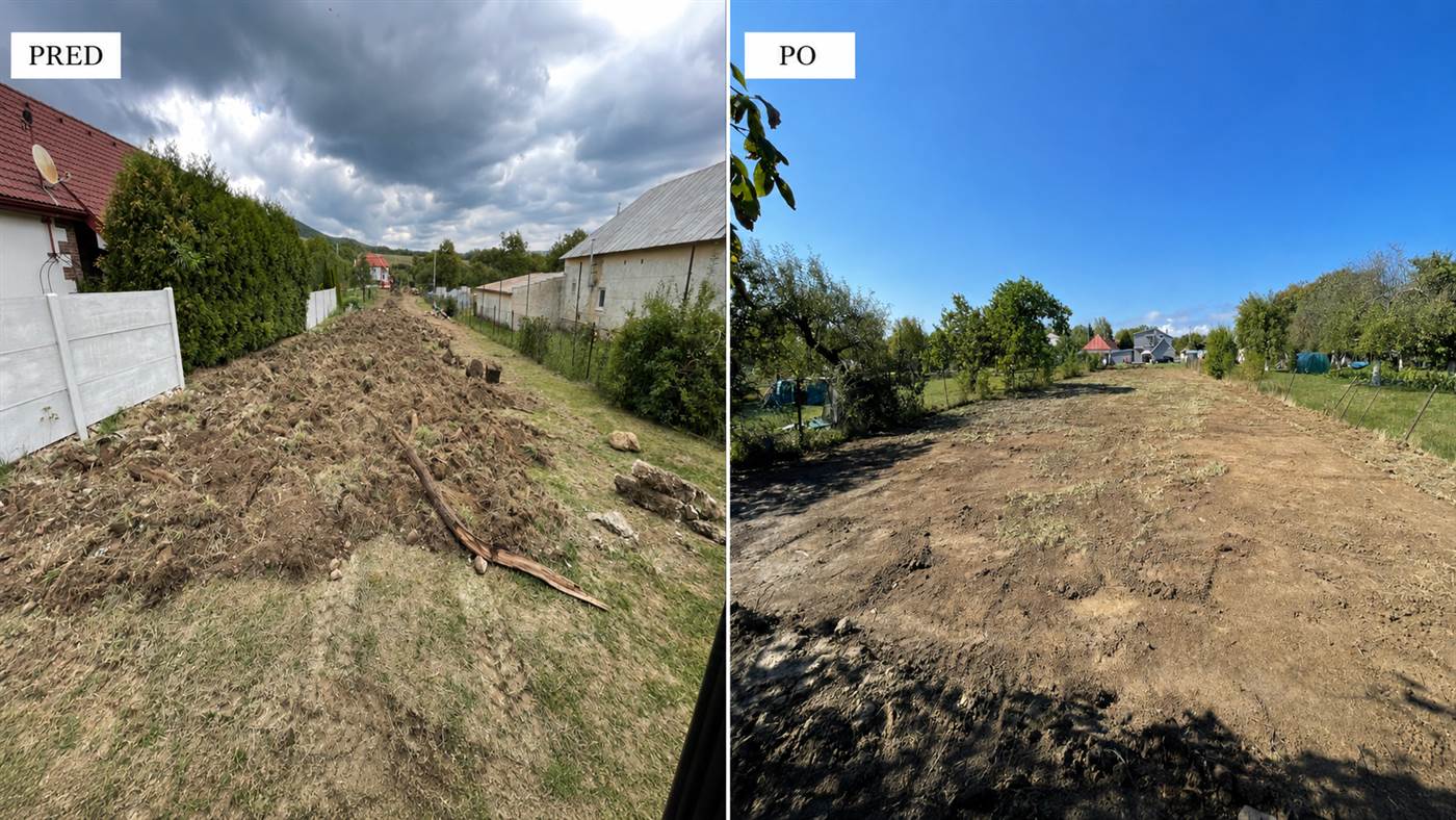 Úprava a čistenie pozemku — pred a po realizácii